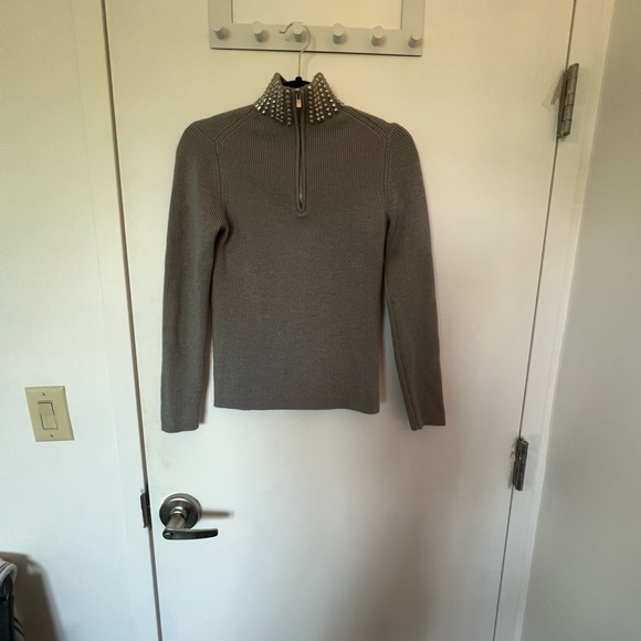 Maje grey sweater with rhinestones on the neck - Picture 2 of 4
